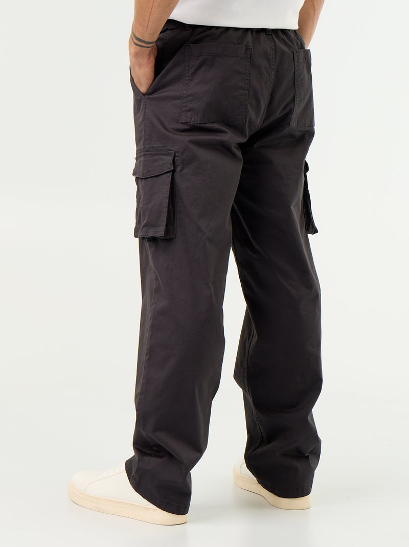Pantalon multipoche regular fit Noir - Kiabi