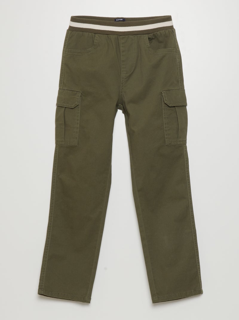 Pantalon multipoches - Coupe + ajustée Kaki - Kiabi