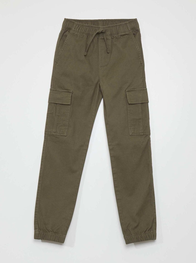 Pantalon multipoches - Coupe + ajustée Kaki - Kiabi