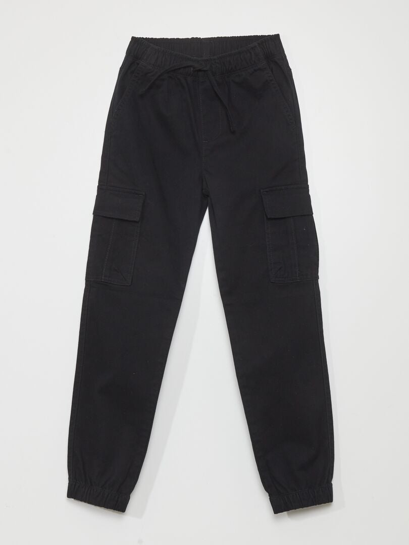 Pantalon multipoches - Coupe + ajustée noir - Kiabi