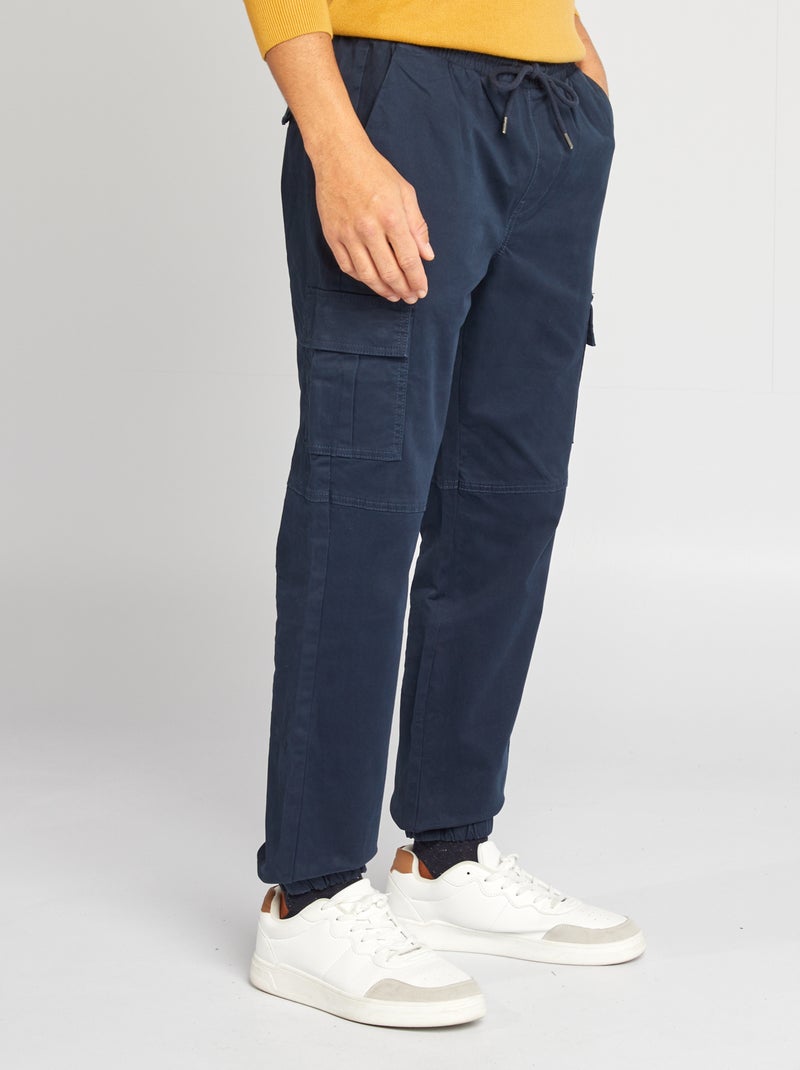 Pantalon multipoches avec ceinture élastique + cordons Bleu - Kiabi