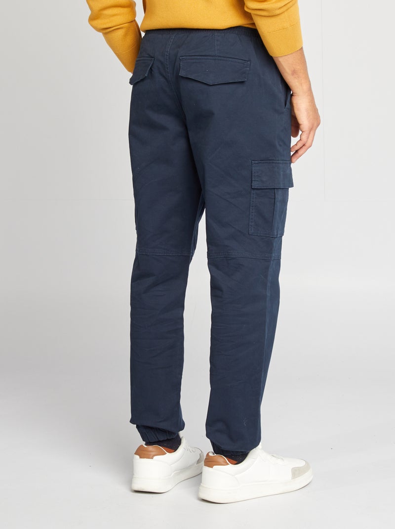 Pantalon multipoches avec ceinture élastique + cordons Bleu - Kiabi