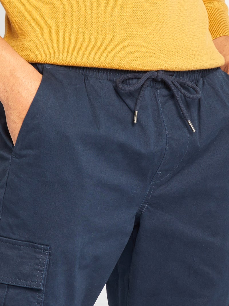 Pantalon multipoches avec ceinture élastique + cordons Bleu - Kiabi