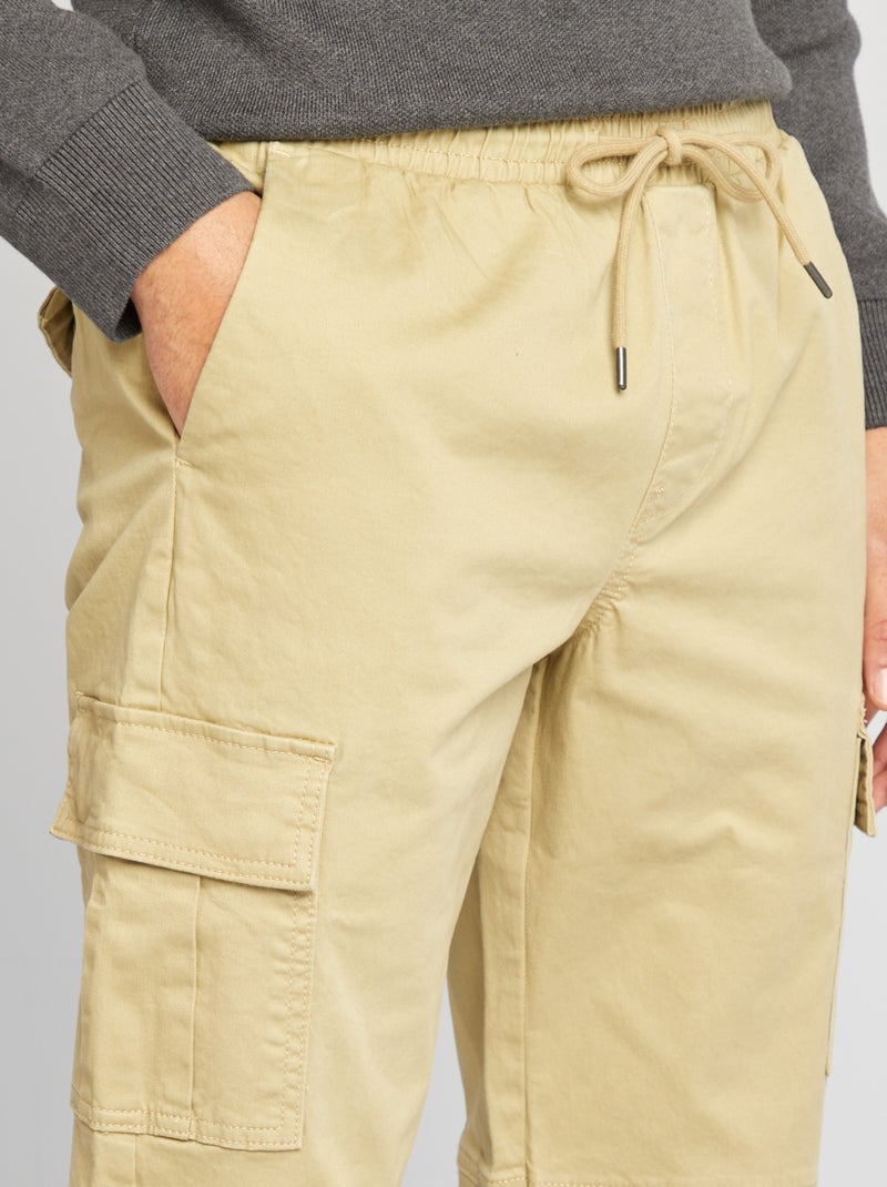 Pantalon multipoches avec ceinture élastique + cordons Vert - Kiabi