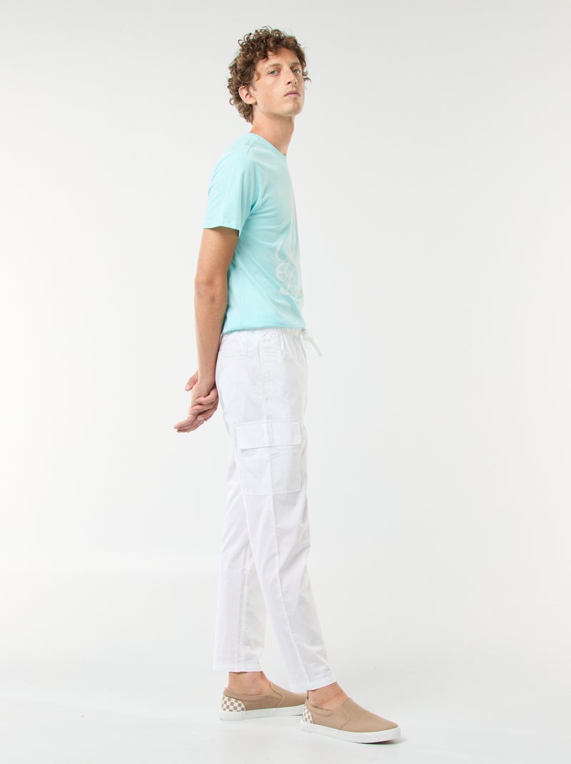 Pantalon multipoches avec ceinture élastiquée + cordons Blanc - Kiabi