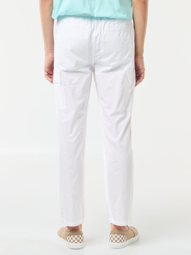 Pantalon multipoches avec ceinture élastiquée + cordons Blanc - Kiabi