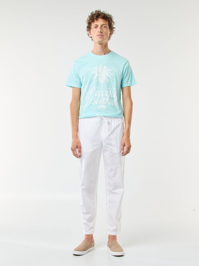 Pantalon multipoches avec ceinture élastiquée + cordons Blanc - Kiabi