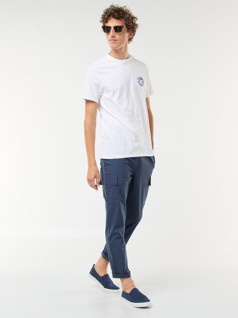 Pantalon multipoches avec ceinture élastiquée + cordons Bleu - Kiabi