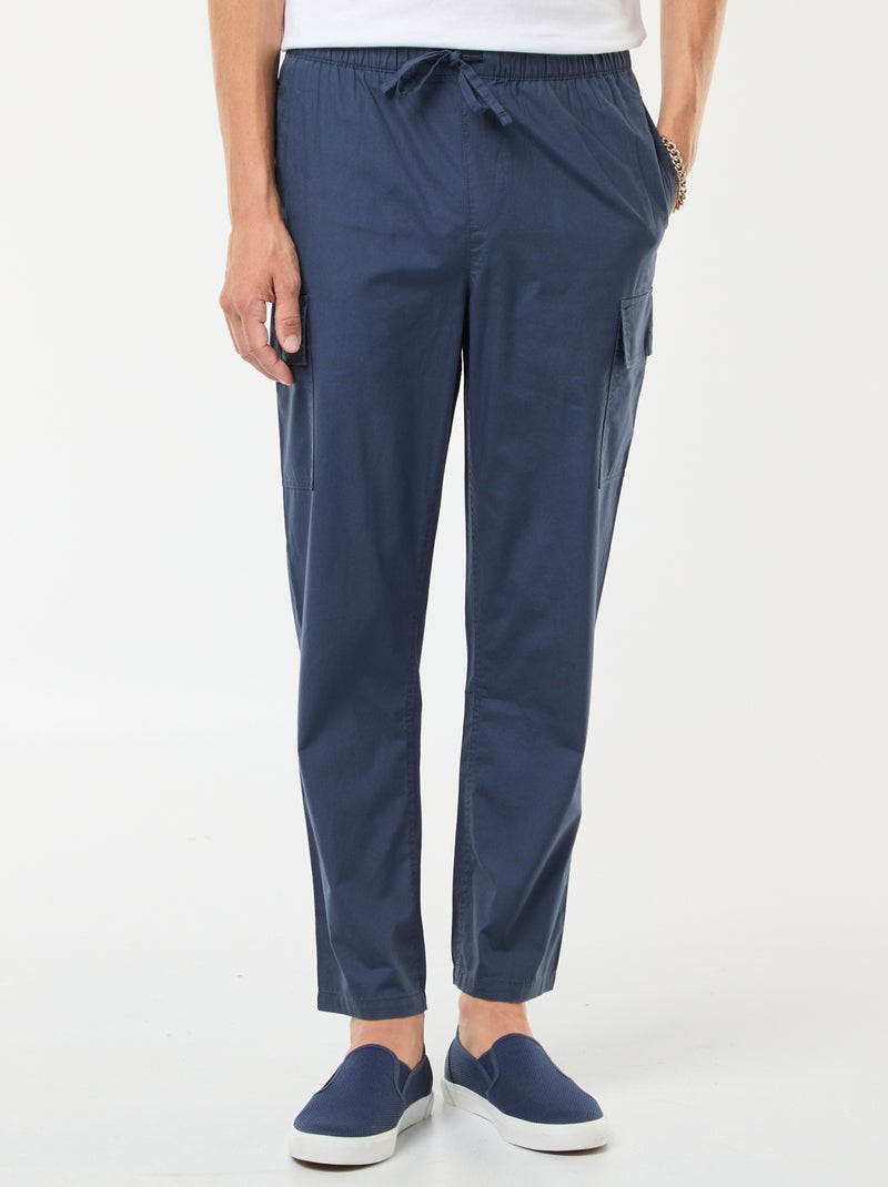 Pantalon multipoches avec ceinture élastiquée + cordons Bleu - Kiabi