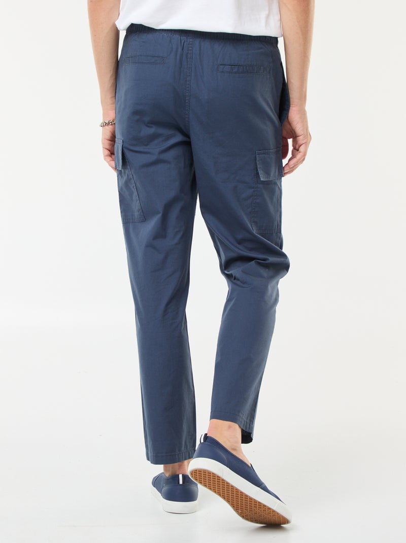 Pantalon multipoches avec ceinture élastiquée + cordons Bleu - Kiabi