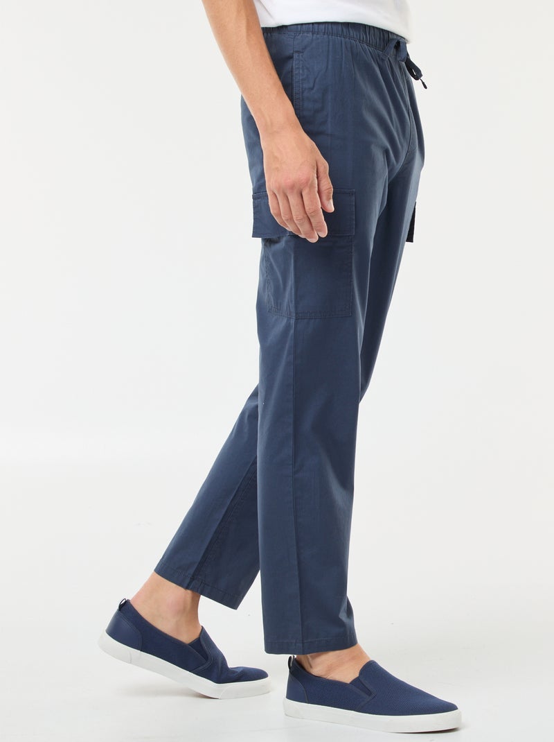 Pantalon multipoches avec ceinture élastiquée + cordons Bleu - Kiabi