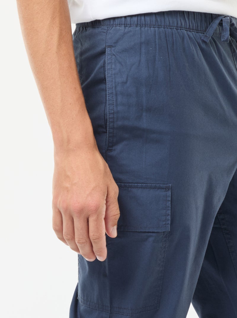 Pantalon multipoches avec ceinture élastiquée + cordons Bleu - Kiabi