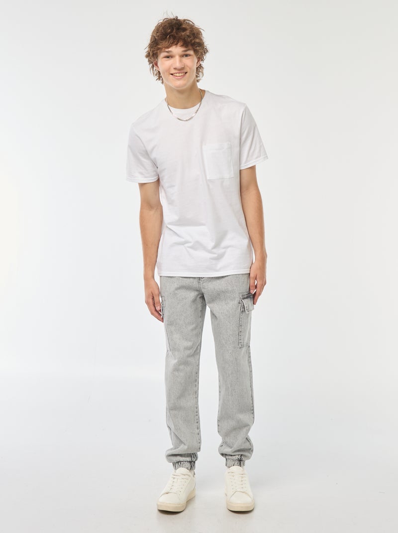 Pantalon multipoches avec ceinture élastiquée Gris - Kiabi