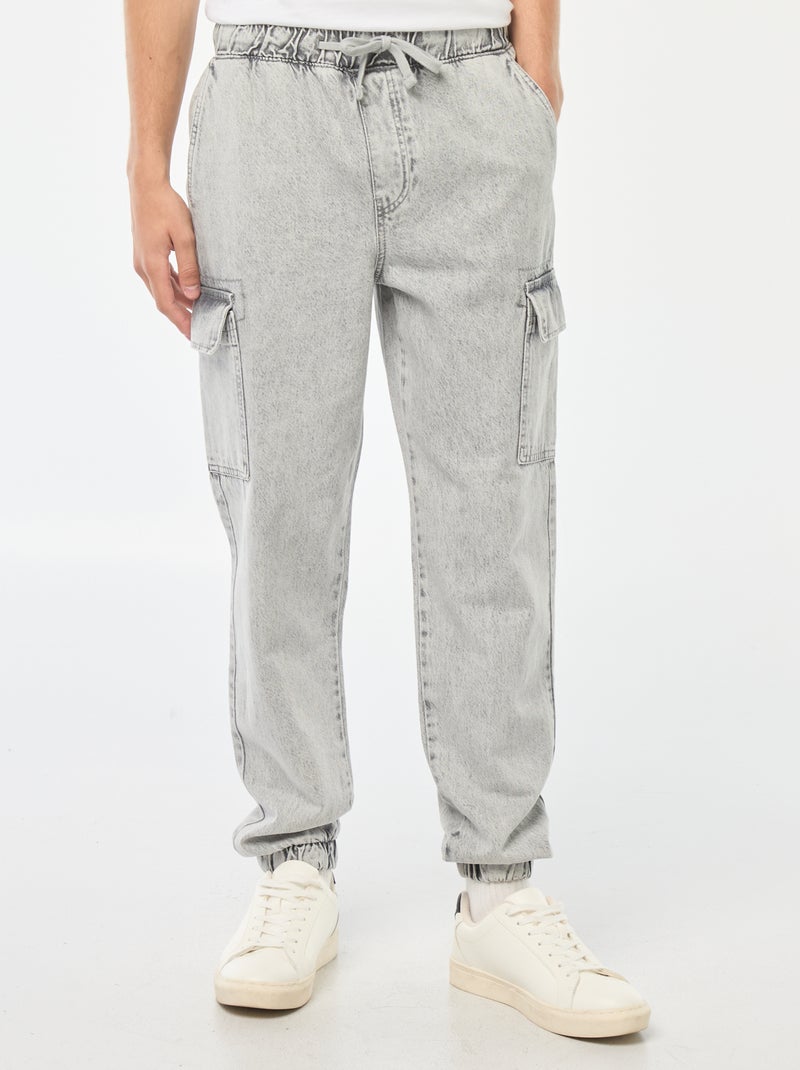 Pantalon multipoches avec ceinture élastiquée Gris - Kiabi