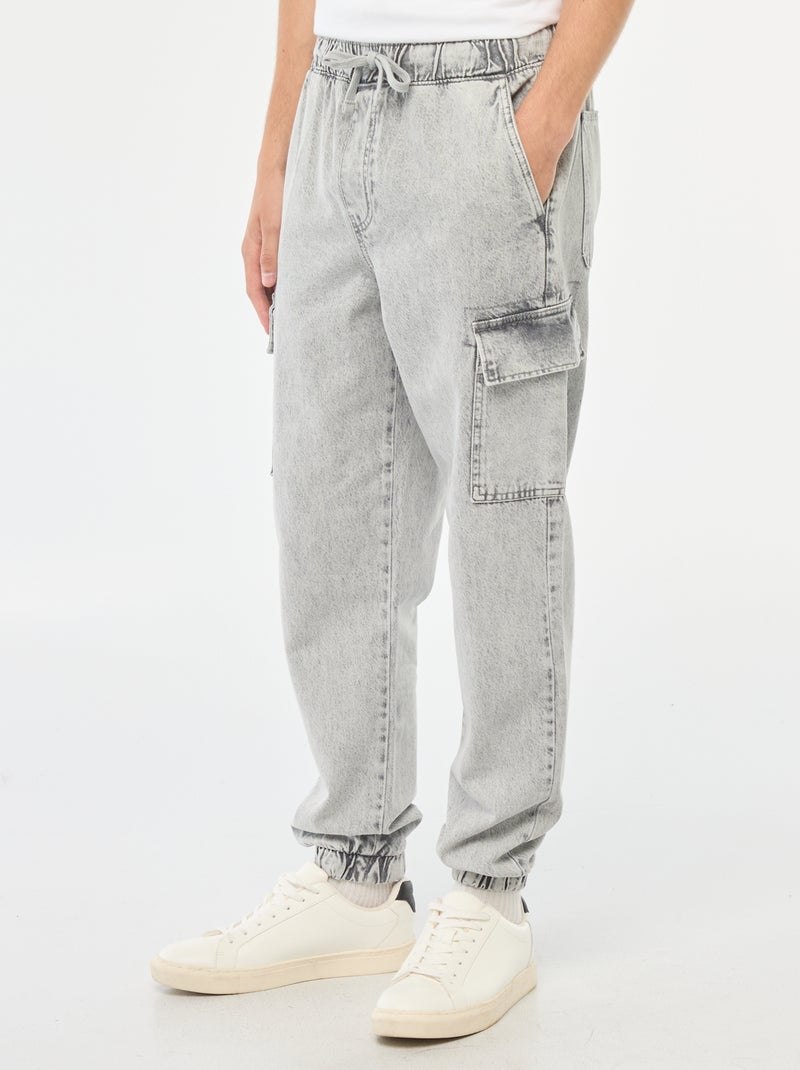 Pantalon multipoches avec ceinture élastiquée Gris - Kiabi