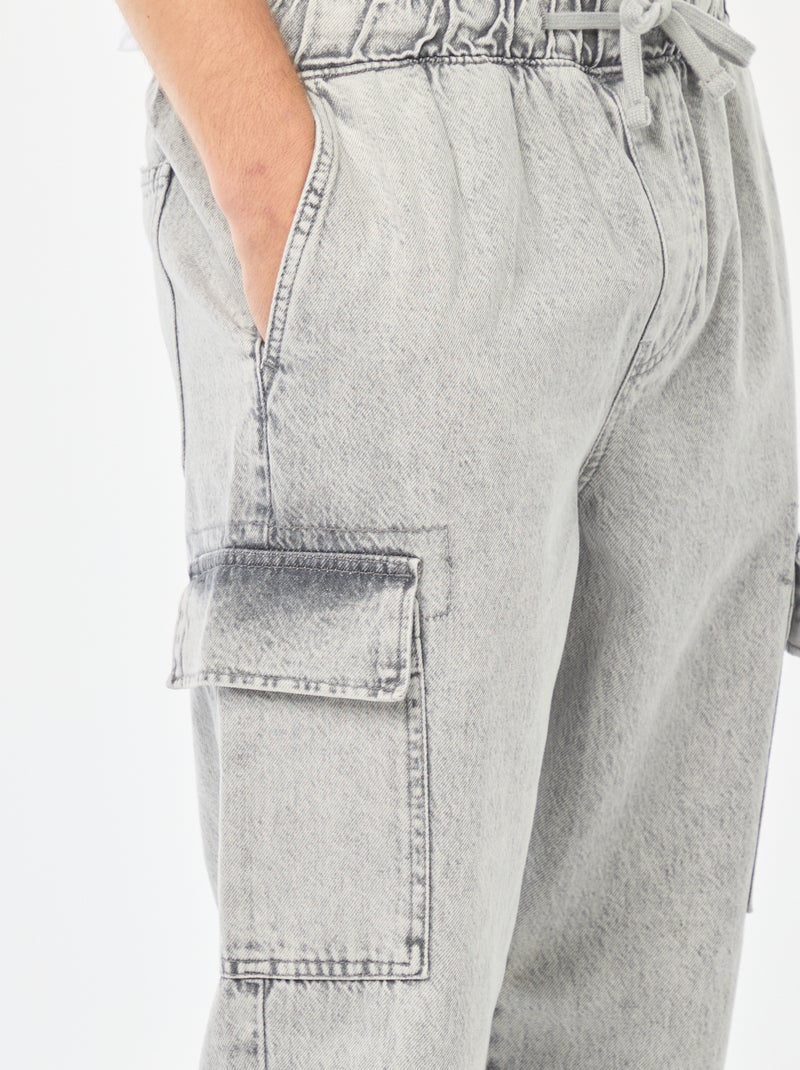 Pantalon multipoches avec ceinture élastiquée Gris - Kiabi