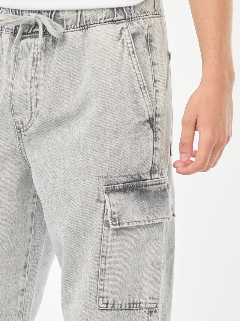 Pantalon multipoches avec ceinture élastiquée Gris - Kiabi