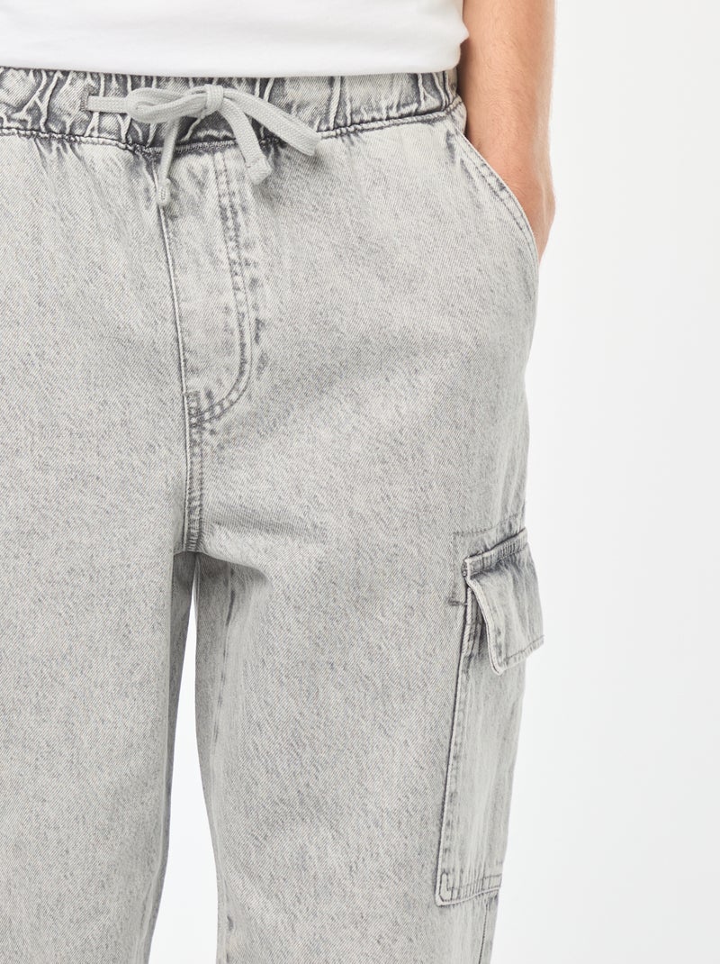 Pantalon multipoches avec ceinture élastiquée Gris - Kiabi