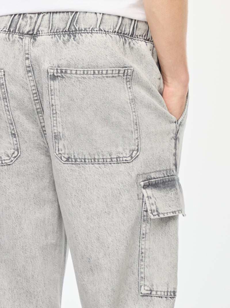 Pantalon multipoches avec ceinture élastiquée Gris - Kiabi