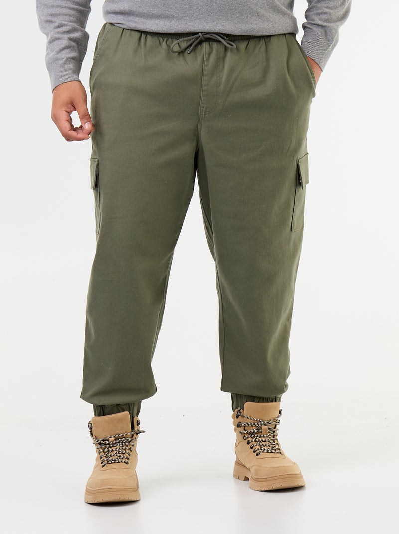 Pantalon multipoches avec taille élastiquée Vert - Kiabi