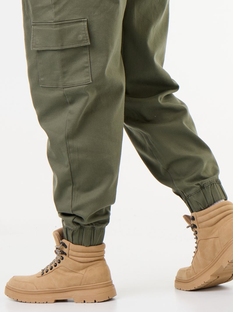 Pantalon multipoches avec taille élastiquée Vert - Kiabi