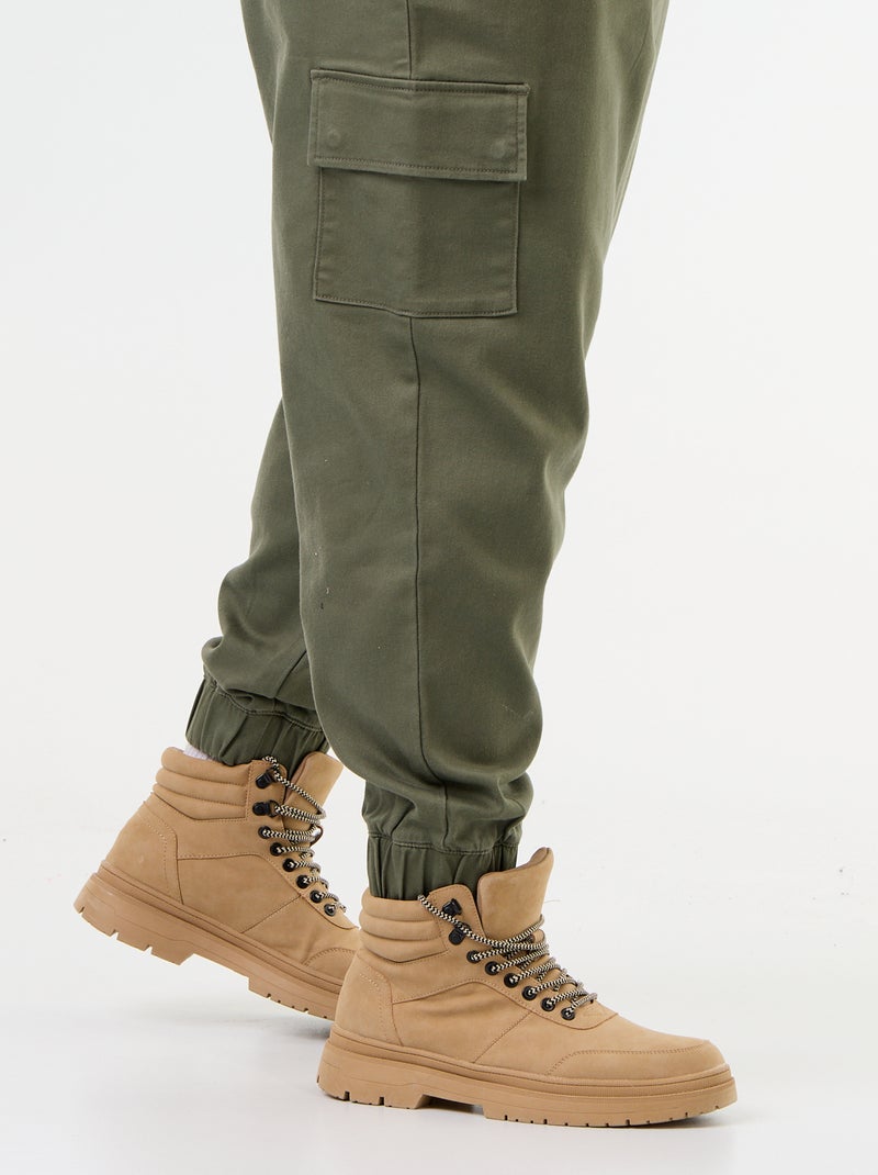 Pantalon multipoches avec taille élastiquée Vert - Kiabi