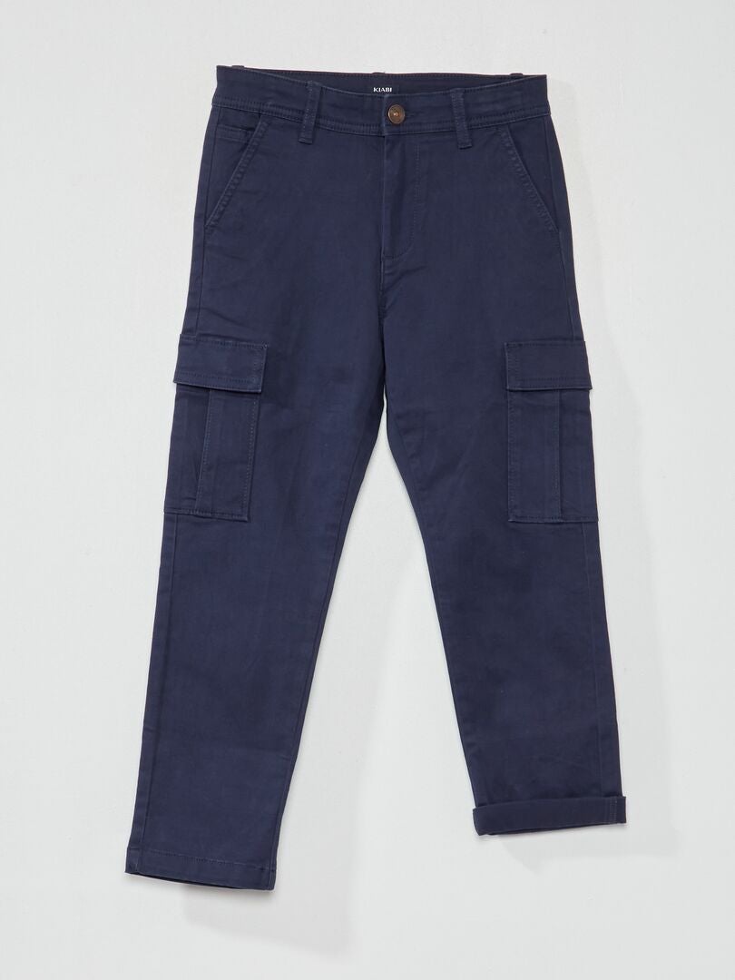 Pantalon multipoches bleu noir - Kiabi
