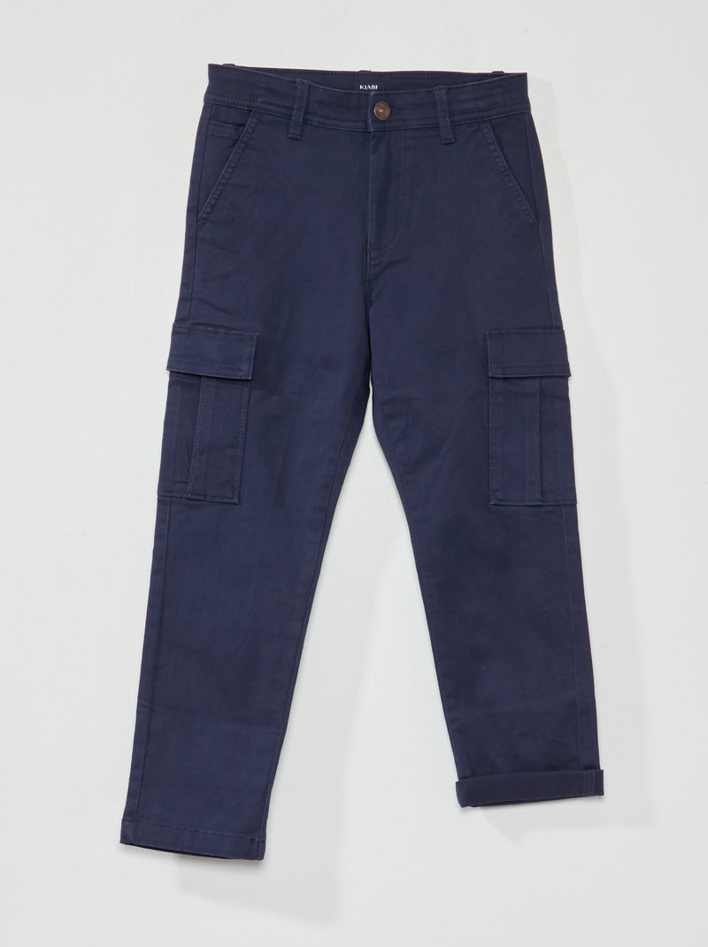 Pantalon multipoches bleu noir - Kiabi