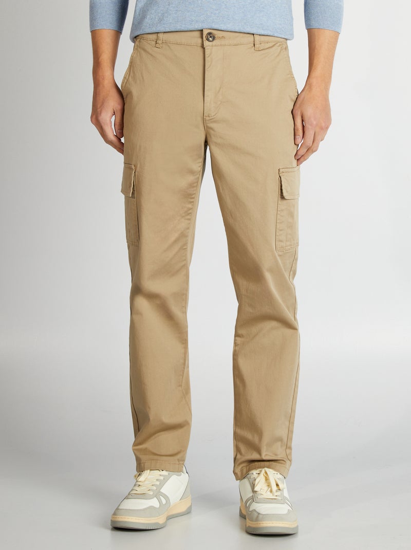 Pantalon multipoches coupe droite Beige - Kiabi