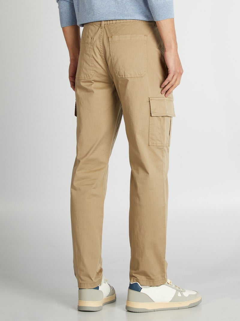 Pantalon multipoches coupe droite Beige - Kiabi