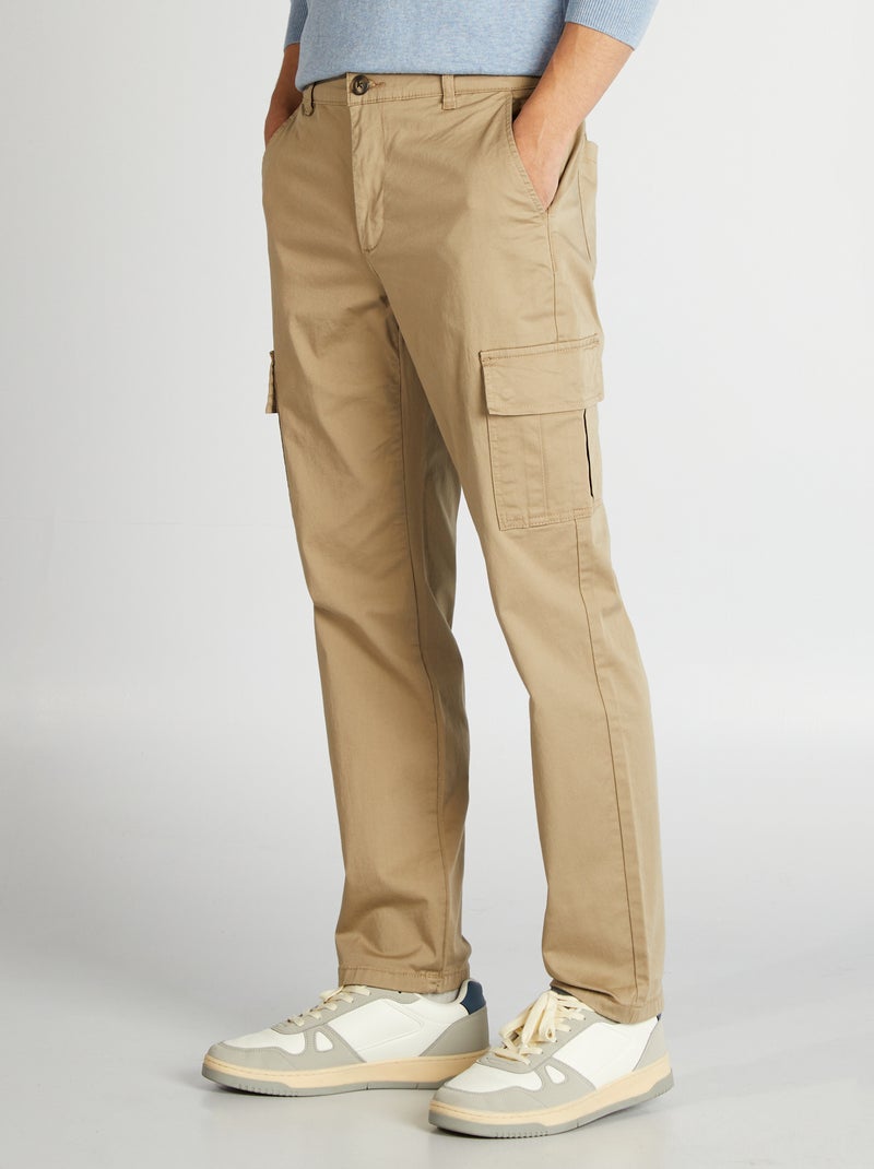Pantalon multipoches coupe droite Beige - Kiabi