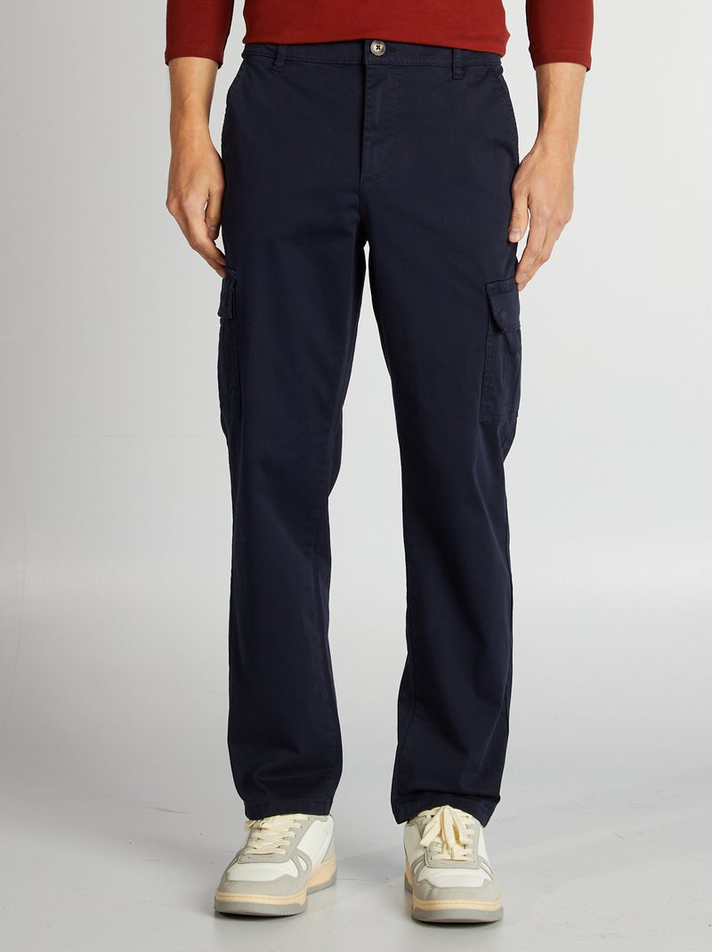 Pantalon multipoches coupe droite Marine - Kiabi