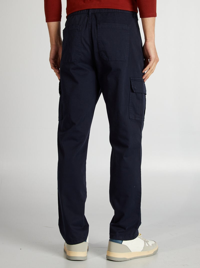 Pantalon multipoches coupe droite Marine - Kiabi