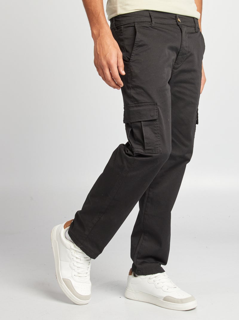 Pantalon multipoches coupe droite noir - Kiabi