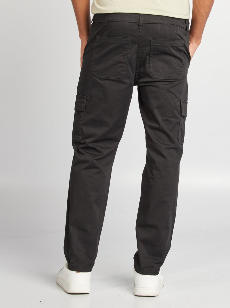 Pantalon multipoches coupe droite noir - Kiabi