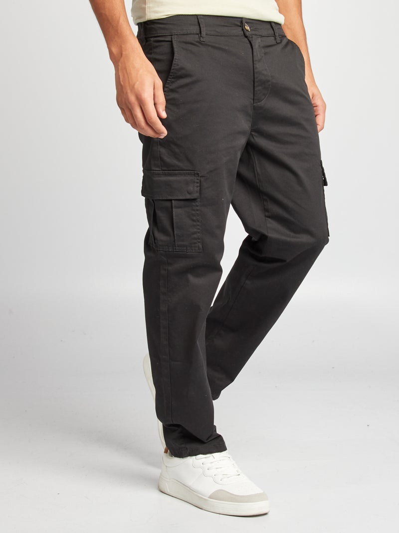 Pantalon multipoches coupe droite noir - Kiabi
