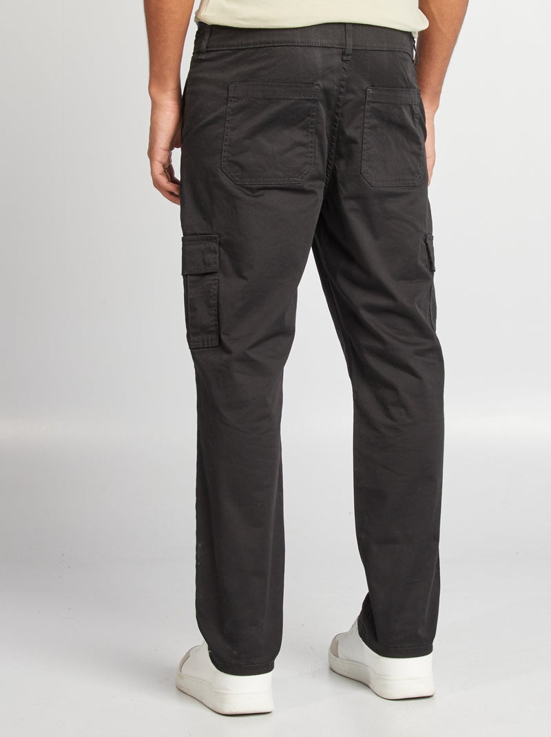 Pantalon multipoches coupe droite noir - Kiabi