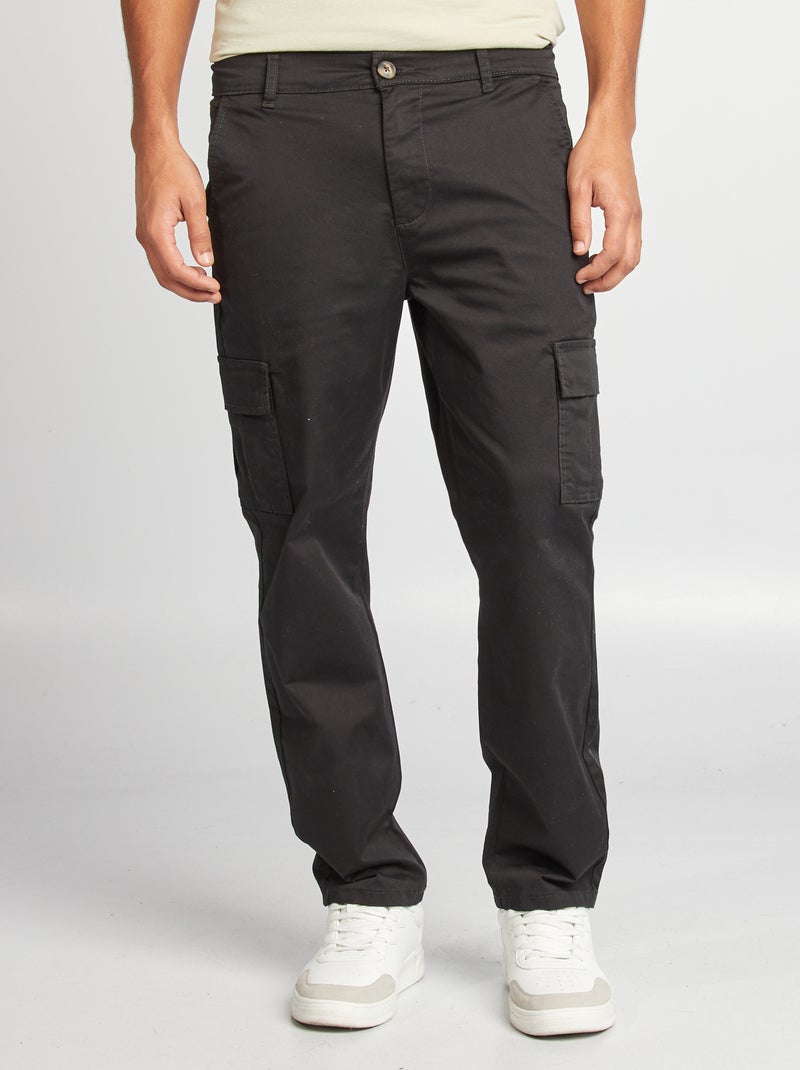 Pantalon multipoches coupe droite noir - Kiabi