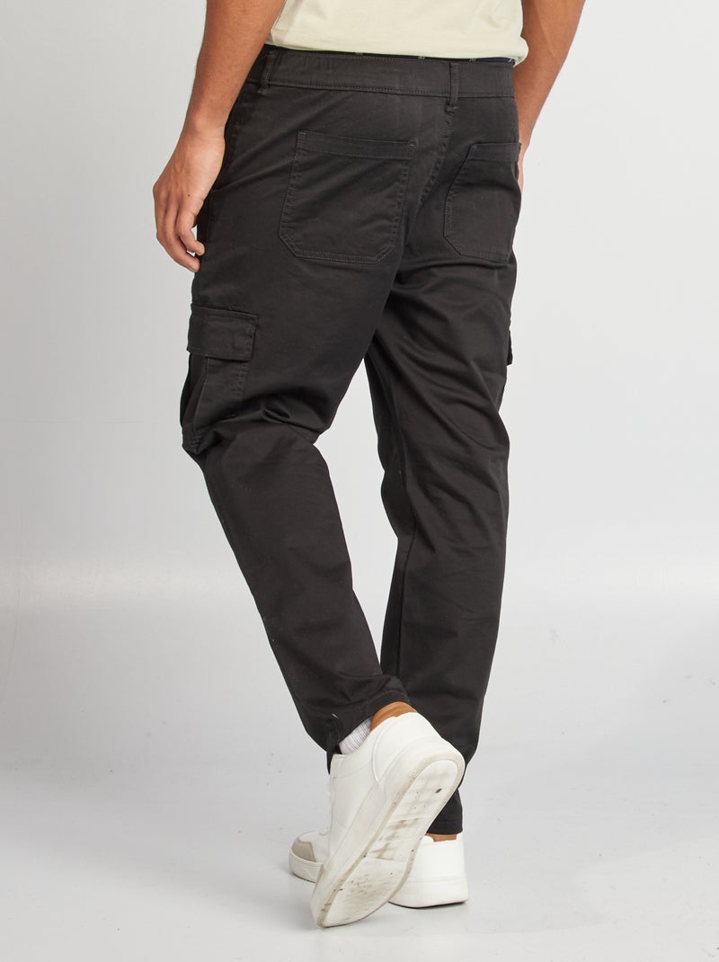 Pantalon multipoches coupe droite noir - Kiabi