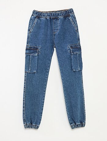 Pantalon multipoches en denim stretch - Coupe + ajustée