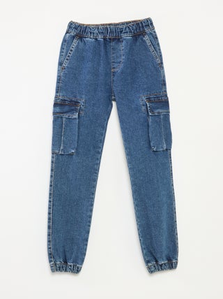 Pantalon multipoches en denim stretch - Coupe + ajustée