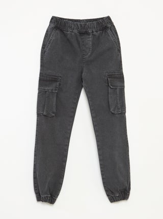 Pantalon multipoches en denim stretch - Coupe + ajustée
