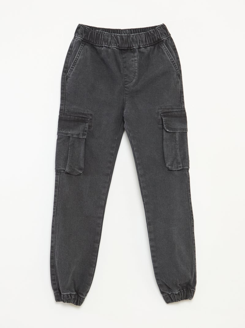 Pantalon multipoches en denim stretch - Coupe + ajustée Gris - Kiabi