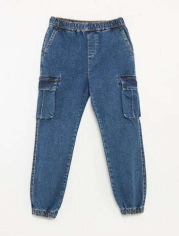 Pantalon multipoches en denim stretch - Coupe + confortable