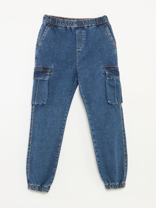 Pantalon multipoches en denim stretch - Coupe + confortable - Kiabi