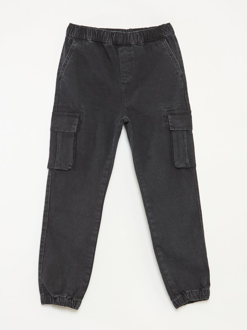 Pantalon multipoches en denim stretch - Coupe + confortable Gris - Kiabi