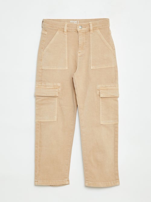 Pantalon multipoches en twill- Coupe + confortable - Kiabi