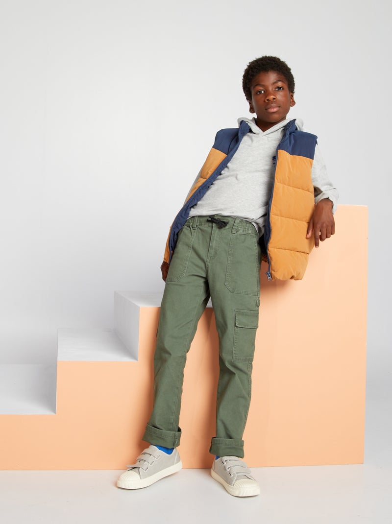 Pantalon multipoches Kaki - Kiabi