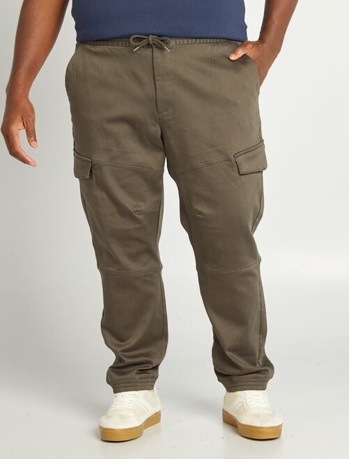 Pantalons Battle Cargo grande taille homme kaki Kiabi