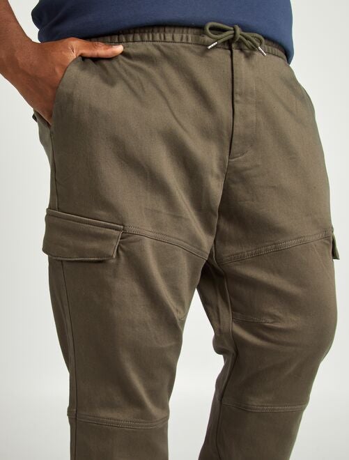 Pantalons Battle Cargo grande taille homme kaki Kiabi